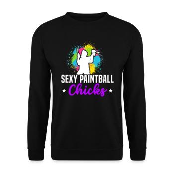 Paintball Paint Gun Paintball Player Paintballer - Unisex Sweatshirt - black - Front - Alina (178cm) & Michal (187cm)