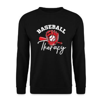 Baseball-Therapie Baseballspieler Baseball-Trainer - Unisex Pullover - Schwarz - Vorne - Alina (178cm) & Michal (187cm)
