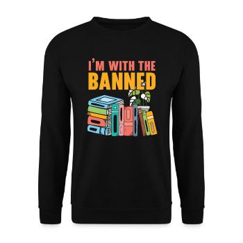 I'm With The Banned Bookworm Book Lover Reading - Unisex Sweatshirt - black - Front - Alina (178cm) & Michal (187cm)