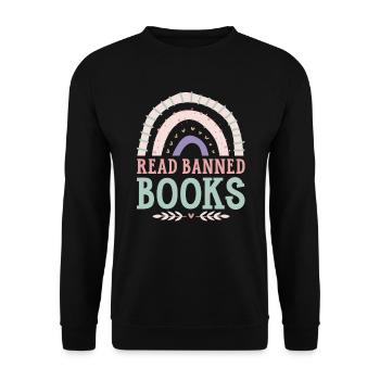 Read Banned Books Bookworm Book Lover Bibliophile - Unisex Sweatshirt - black - Front - Alina (178cm) & Michal (187cm)