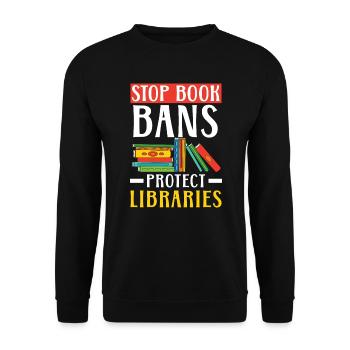 Lesen Sie verbotene Bücher Bücherwurm Buchliebhaber Bibliophile - Unisex Pullover - Schwarz - Vorne - Alina (178cm) & Michal (187cm)
