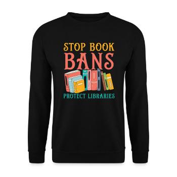 Lesen Sie verbotene Bücher Bücherwurm Buchliebhaber Bibliophile - Unisex Pullover - Schwarz - Vorne - Alina (178cm) & Michal (187cm)