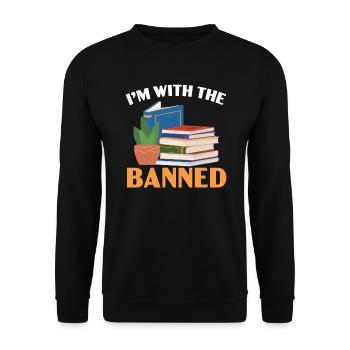 I'm With The Banned Bookworm Book Lover Reading - Unisex Sweatshirt - black - Front - Alina (178cm) & Michal (187cm)
