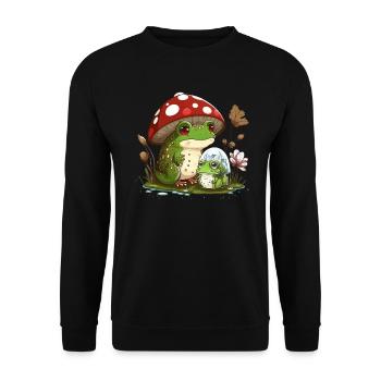 Cottagecore Champignon Esthétique Conservation de la nature - Sweat-shirt Unisexe - noir - Devant - Alina (178cm) & Michal (187cm)