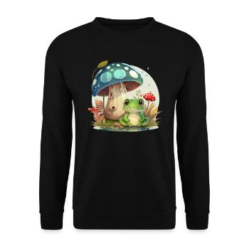 Cottagecore Champignon Esthétique Conservation de la nature - Sweat-shirt Unisexe - noir - Devant - Alina (178cm) & Michal (187cm)