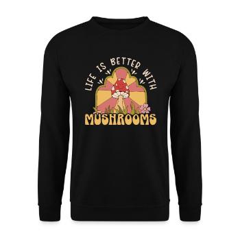 Cottagecore Champignon Esthétique Conservation de la nature - Sweat-shirt Unisexe - noir - Devant - Alina (178cm) & Michal (187cm)