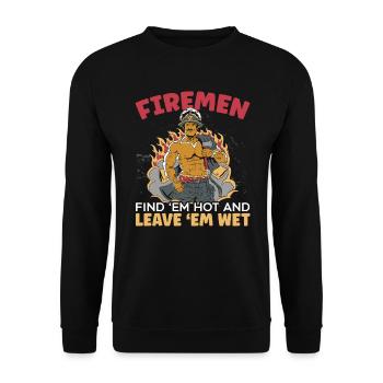 Feuerwehrmann findet sie heiße Feuerwehr Feuerwehrmann - Unisex Pullover - Schwarz - Vorne - Alina (178cm) & Michal (187cm)