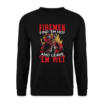 Feuerwehrmann findet sie heiße Feuerwehr Feuerwehrmann - Unisex Pullover - Schwarz - Vorne - Alina (178cm) & Michal (187cm)
