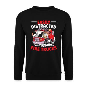 Facilement distrait par les camions de pompiers Firefight Fireman - Sweat-shirt Unisexe - noir - Devant - Alina (178cm) & Michal (187cm)