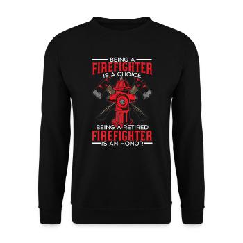 Feuerwehrmann Feuerwehrauto - Unisex Pullover - Schwarz - Vorne - Alina (178cm) & Michal (187cm)