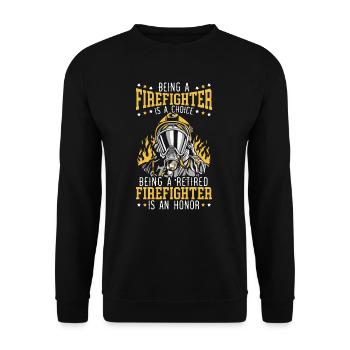 Feuerwehrmann Feuerwehrauto - Unisex Pullover - Schwarz - Vorne - Alina (178cm) & Michal (187cm)
