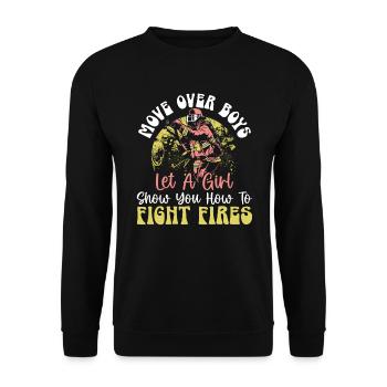 Fireman Fire Rescue Firefighter Firetruck - Unisex Sweatshirt - black - Front - Alina (178cm) & Michal (187cm)