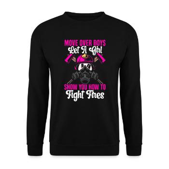 Feuerwehrmann Feuerwehrauto - Unisex Pullover - Schwarz - Vorne - Alina (178cm) & Michal (187cm)