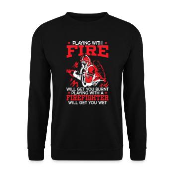 Feuerwehrmann Feuerwehrauto - Unisex Pullover - Schwarz - Vorne - Alina (178cm) & Michal (187cm)