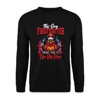 Feuerwehrmann Feuerwehrauto - Unisex Pullover - Schwarz - Vorne - Alina (178cm) & Michal (187cm)