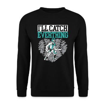 Baseball-Liebhaber Baseballspieler Baseball-Fänger - Unisex Pullover - Schwarz - Vorne - Alina (178cm) & Michal (187cm)
