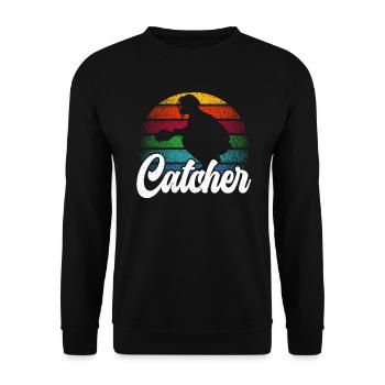 Baseball-Liebhaber Baseballspieler Baseball-Fänger - Unisex Pullover - Schwarz - Vorne - Alina (178cm) & Michal (187cm)