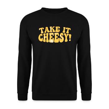Take It Cheesy Food Lover Foodie Cheese Eater - Unisex Sweatshirt - black - Front - Alina (178cm) & Michal (187cm)