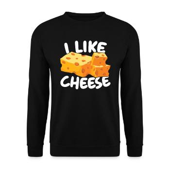 I Like Cheese Eater Cheesy Food Lover Foodie - Unisex Sweatshirt - black - Front - Alina (178cm) & Michal (187cm)
