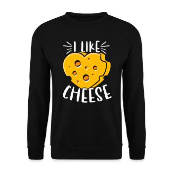 I Like Cheese Eater Cheesy Food Lover Foodie - Unisex Sweatshirt - black - Front - Alina (178cm) & Michal (187cm)