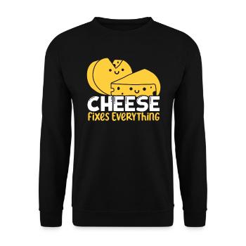 Cheese Fixes Everything Cheesy Food Lover Foodie - Unisex Sweatshirt - black - Front - Alina (178cm) & Michal (187cm)