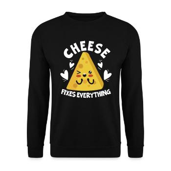 Cheese Fixes Everything Cheesy Food Lover Foodie - Unisex Sweatshirt - black - Front - Alina (178cm) & Michal (187cm)