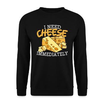 I Need Cheese Immediately Cheesy Food Lover Foodie - Unisex Sweatshirt - black - Front - Alina (178cm) & Michal (187cm)