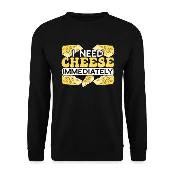 I Need Cheese Immediately Cheesy Food Lover Foodie - Unisex Sweatshirt - black - Front - Alina (178cm) & Michal (187cm)