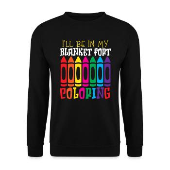 Je serai dans ma couverture Fort Coloring Artistic Color - Sweat-shirt Unisexe - noir - Devant - Alina (178cm) & Michal (187cm)