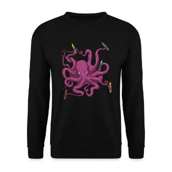 Buntstift Färbung Künstlerische Zeichnung Farbe Oktopus - Unisex Pullover - Schwarz - Vorne - Alina (178cm) & Michal (187cm)