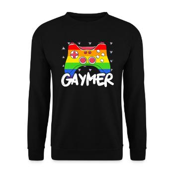 Gaymer Videospiel Regenbogen Pride Monat LGBTQ Schwul - Unisex Pullover - Schwarz - Vorne - Alina (178cm) & Michal (187cm)