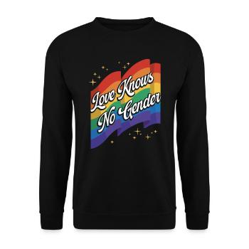 Love Knows No Gender Regenbogen Pride Month LGBTQ Gay - Unisex Pullover - Schwarz - Vorne - Alina (178cm) & Michal (187cm)