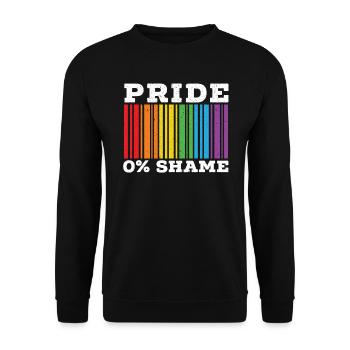 100% Pride 0% Shame Rainbow Month LGBTQ Gay Pride - Unisex Sweatshirt - black - Front - Alina (178cm) & Michal (187cm)