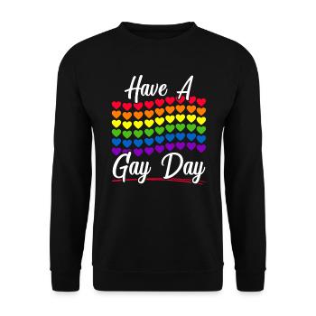 Haben Sie einen Schwulentag Regenbogen-Pride-Monat LGBTQ-Gay-Pride - Unisex Pullover - Schwarz - Vorne - Alina (178cm) & Michal (187cm)