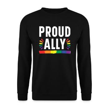 Stolzer Verbündeter Schwulenrechte Regenbogen-Pride-Monat LGBTQ - Unisex Pullover - Schwarz - Vorne - Alina (178cm) & Michal (187cm)
