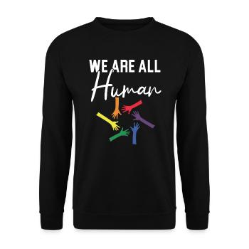 Nous sommes tous humains Rainbow Pride Mois LGBTQ Gay - Sweat-shirt Unisexe - noir - Devant - Alina (178cm) & Michal (187cm)
