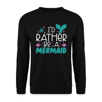 Ich wäre lieber eine Meerjungfrau Mythos Folklore Aquatisch - Unisex Pullover - Schwarz - Vorne - Alina (178cm) & Michal (187cm)