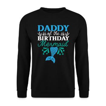 Papa De L’Anniversaire Sirène Anniversaire Aquatique - Sweat-shirt Unisexe - noir - Devant - Alina (178cm) & Michal (187cm)