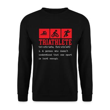 Triathlon Athlet Triathlet Schwimmen Radlauf - Unisex Pullover - Schwarz - Vorne - Alina (178cm) & Michal (187cm)
