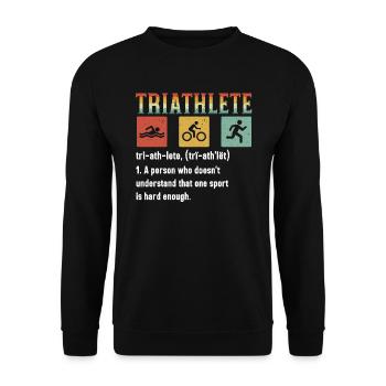 Triathlon Athlet Triathlet Schwimmen Radfahren Laufen - Unisex Pullover - Schwarz - Vorne - Alina (178cm) & Michal (187cm)