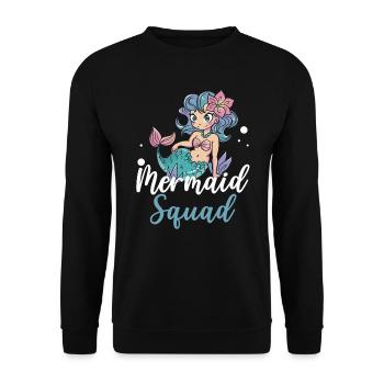 Meerjungfrau Squad Mythos Folklore Unterwasser Aquatisch - Unisex Pullover - Schwarz - Vorne - Alina (178cm) & Michal (187cm)