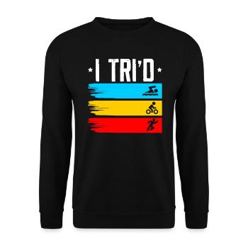Triathlon Athlet Triathlet Schwimmen Radfahren Laufen - Unisex Pullover - Schwarz - Vorne - Alina (178cm) & Michal (187cm)