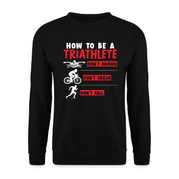 Triathlon Athlet Triathlet Schwimmen Radfahren Laufen - Unisex Pullover - Schwarz - Vorne - Alina (178cm) & Michal (187cm)