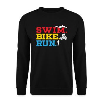 Triathlon Athlet Triathlet Schwimmen Radfahren Laufen - Unisex Pullover - Schwarz - Vorne - Alina (178cm) & Michal (187cm)