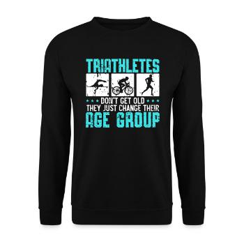 Triathlon Athlet Triathlet Schwimmen Radfahren Laufen - Unisex Pullover - Schwarz - Vorne - Alina (178cm) & Michal (187cm)