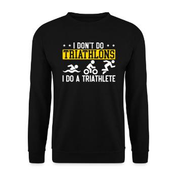 Triathlon Athlet Triathlet Schwimmen Radfahren Laufen - Unisex Pullover - Schwarz - Vorne - Alina (178cm) & Michal (187cm)