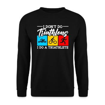 Triathlon Athlet Triathlet Schwimmen Radfahren Laufen - Unisex Pullover - Schwarz - Vorne - Alina (178cm) & Michal (187cm)