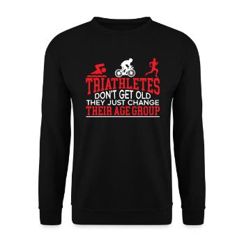 Triathlon Athlet Triathlet Schwimmen Radfahren Laufen - Unisex Pullover - Schwarz - Vorne - Alina (178cm) & Michal (187cm)