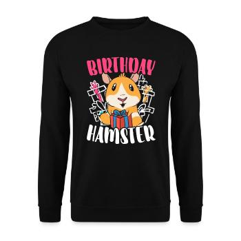 Birthday Hamster Lover Hamster Owner Rodent Hammy - Unisex Sweatshirt - black - Front - Alina (178cm) & Michal (187cm)