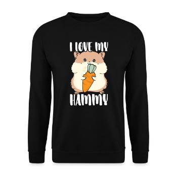 I Love My Hammy Hamster Lover Hamster Owner Rodent - Unisex Sweatshirt - black - Front - Alina (178cm) & Michal (187cm)